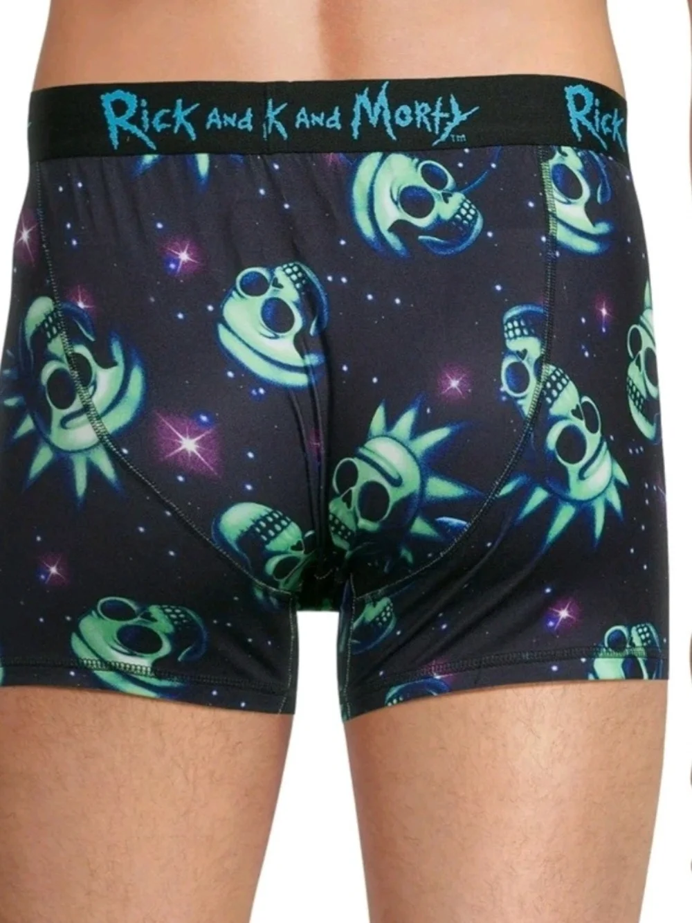 Bioworld Rick and Morty Black & Neon Blue Graphic Boxer Briefs Rick And Morty